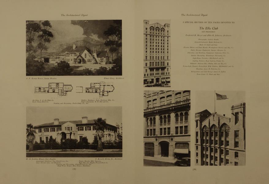 A SPECIAL SECTION OF TEN PAGES DEVOTED TO The Elks Club — SAN FRANCISCO — Frederick H. Meyer and Albin R. Johnson, Architects