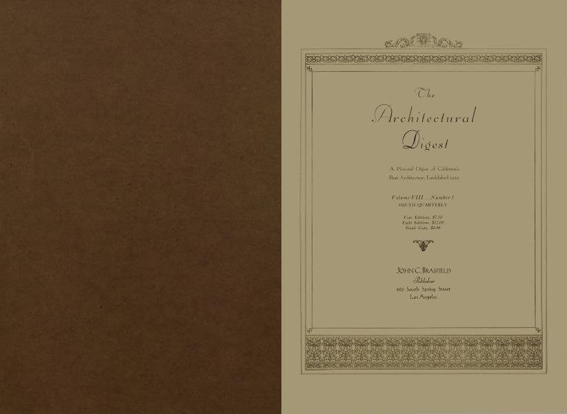 The Architectural Digest Architectural Digest 1930 Volume VIII Issue 1