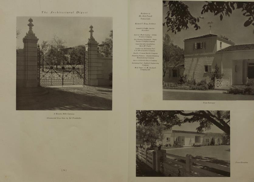 Residence of Mr. Dick Powell — Toluca Lake — Richard F. King, Architect