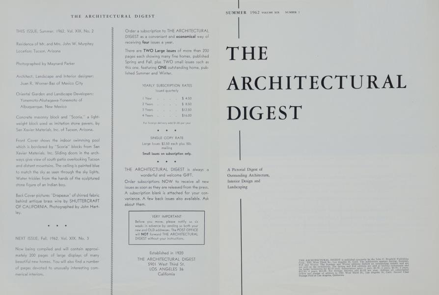 The Architectural Digest | Architectural Digest | JUNE 1962