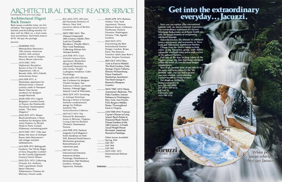 Jacuzzi WHIRLPOOL BATH | Architectural Digest | MAY/JUNE 1976