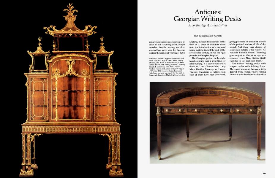 Antiques Georgian Writing Desks Architectural Digest April 1978 Antiques Georgian Writing Desks
