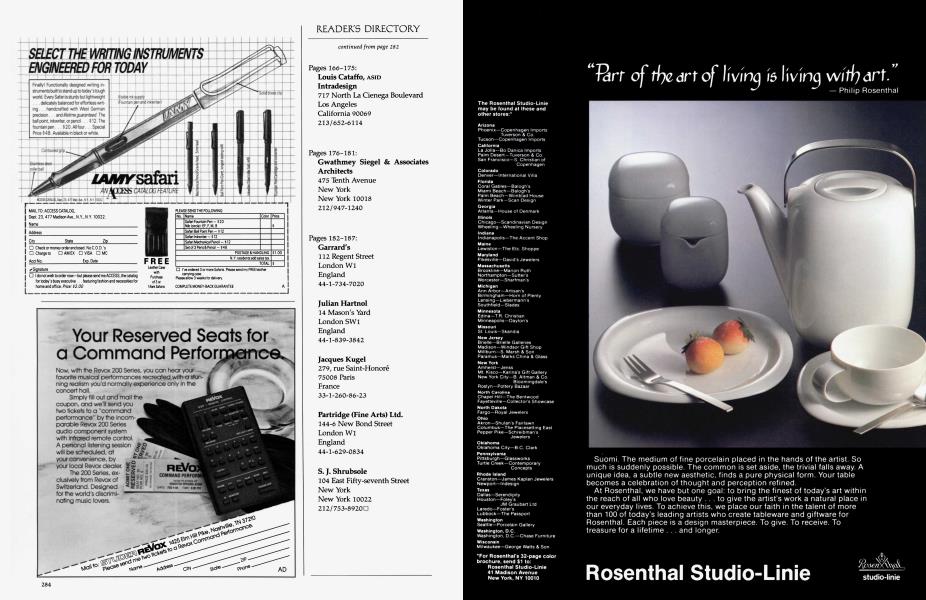 Rosenthal Studio Linie Architectural Digest OCTOBER 1983