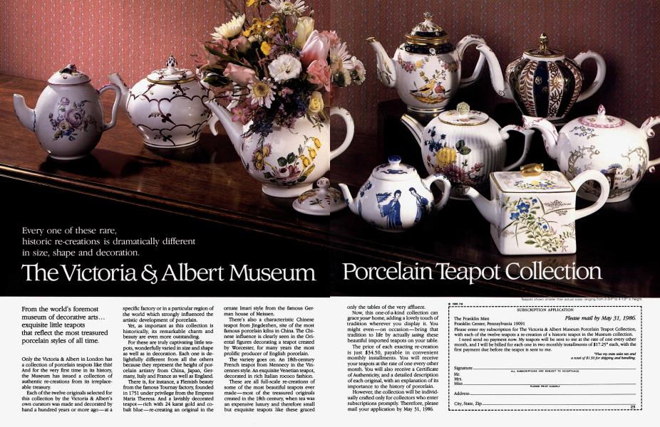 The Victoria & Albert Museum Porcelain Teapot Collection Architectural Digest MAY 1986