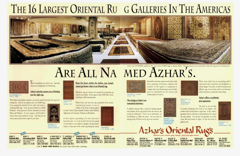 Azhar's Oriental Rugs Architectural Digest DECEMBER 1994