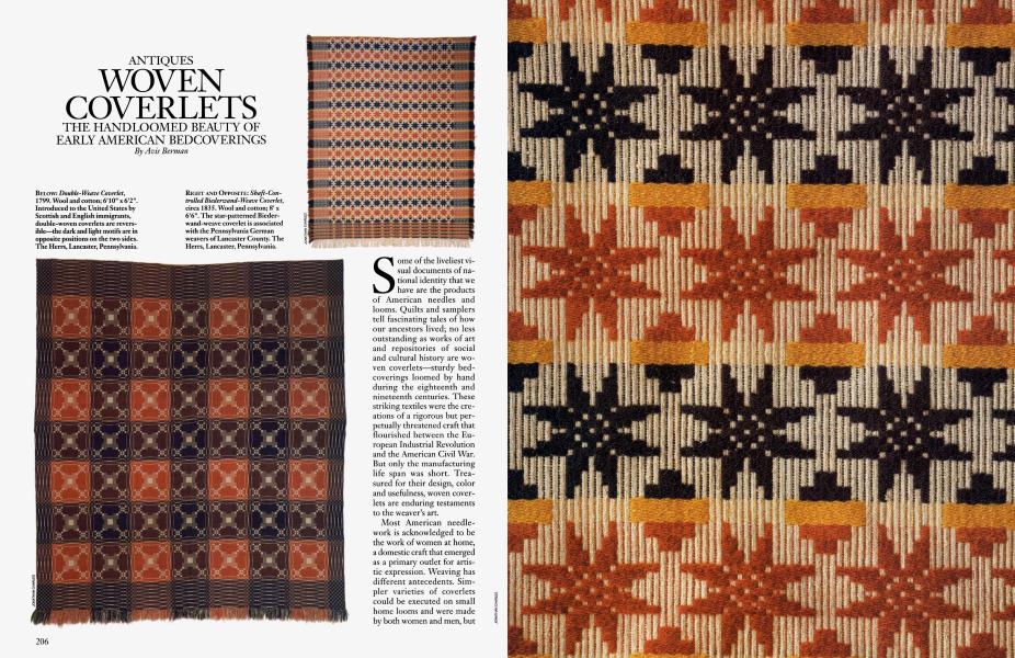 Antiques Woven Coverlets Architectural Digest December 1996