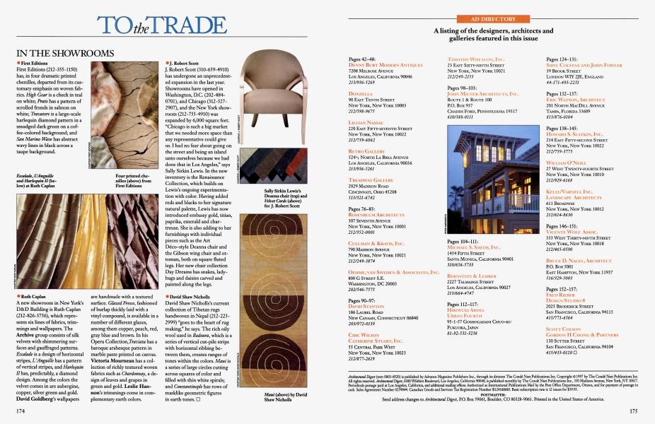 AD DIRECTORY Architectural Digest JULY 1997