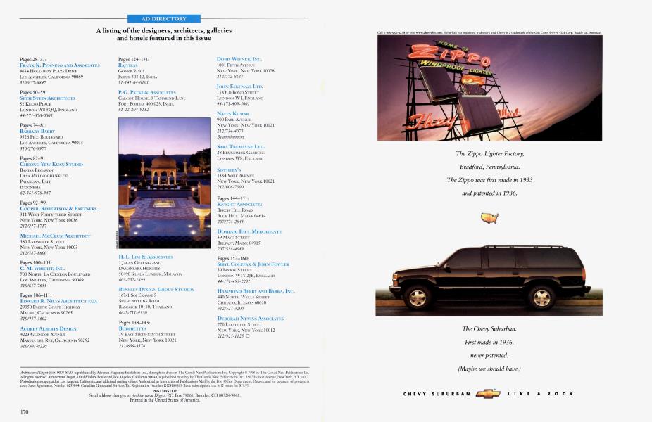 AD DIRECTORY Architectural Digest AUGUST 1998