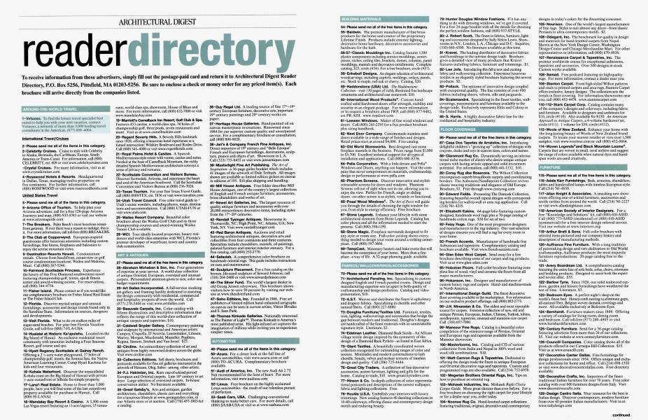 ARCHITECTURAL DIGEST reader directory Architectural Digest NOVEMBER