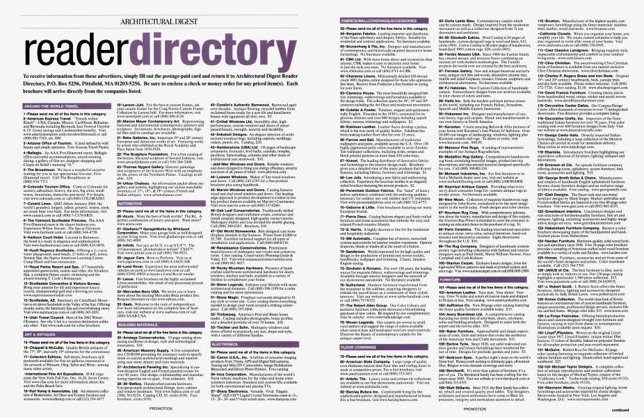 ARCHITECTURAL DIGEST reader directory