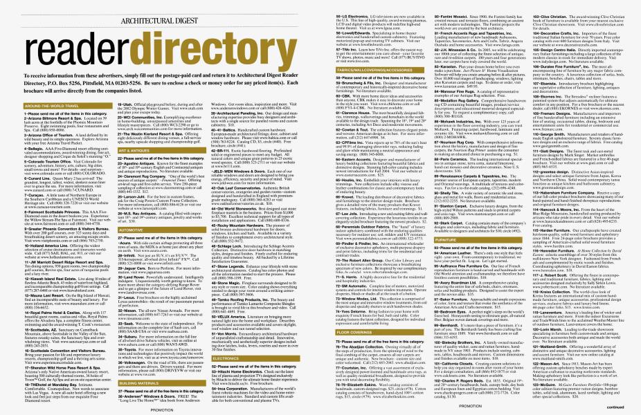 ARCHITECTURAL DIGEST reader directory