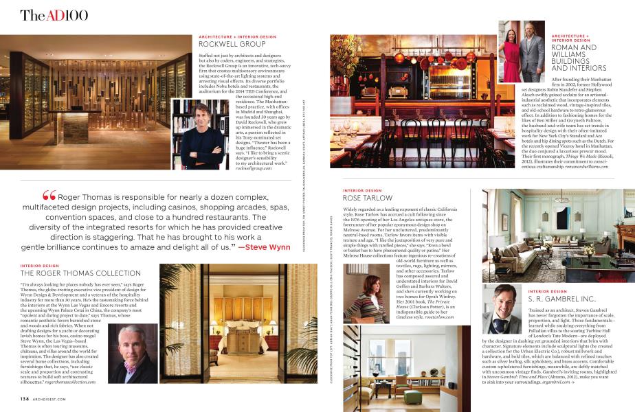 ROCKWELL GROUP | Architectural Digest | JANUARY 2014